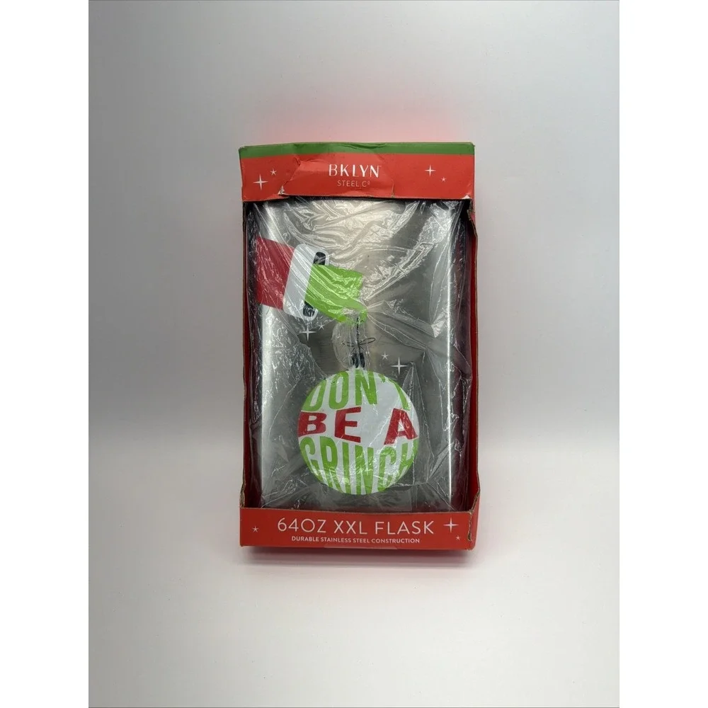 NEW Christmas‎ Flask XXL Gift Stainless Steel BKLYN Steel Co. 64 oz